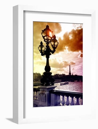 Detail of the Pont  Alexander III bridge - with the Eiffel Tower in the background - Seine River --Philippe Hugonnard-Framed Photographic Print