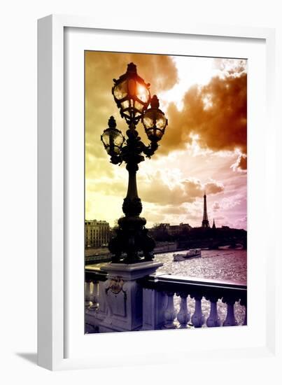 Detail of the Pont  Alexander III bridge - with the Eiffel Tower in the background - Seine River --Philippe Hugonnard-Framed Photographic Print