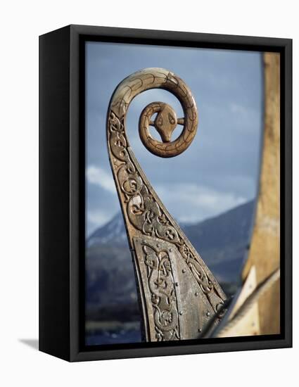 Detail of the Replica of a 9th Century Ad Viking Ship, Oseberg, Norway, Scandinavia, Europe-David Lomax-Framed Stretched Canvas