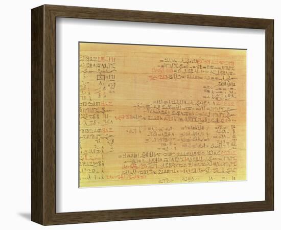 Detail of the Rhind Mathematical Papyrus, Hyksos Period, 15th Dynasty, circa 1550 BC (Papyrus)-null-Framed Giclee Print