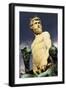 Detail of the Roman Sea God Neptune from Neptune Fountain by Bartolomeo Ammannati and Giambologna-Jon Hicks-Framed Photographic Print