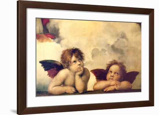 Detail of the Sistine Madonna, c.1514-Raphael-Framed Giclee Print