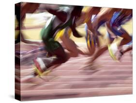 Detail of the Start of a Men's 100 Meter Sprint Race-null-Stretched Canvas