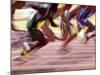 Detail of the Start of a Men's 100 Meter Sprint Race-null-Mounted Photographic Print