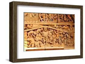Detail of the tympanum depicting the Last Judgment and Hell, Sainte-Foy de Conques abbey church-Godong-Framed Photographic Print