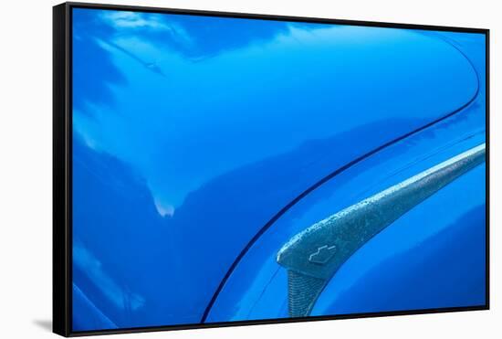 Detail of trunk and fender on blue classic American Buick car in Habana, Havana, Cuba.-Janis Miglavs-Framed Stretched Canvas