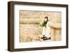 Detail of Unrecognizable Person with Cuban Cigar Sitting on Stairs at Havana Old City in Cuba - Ind-View Apart-Framed Photographic Print