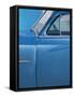 Detail of Vintage Blue American Car Against Painted Blue Wall-Lee Frost-Framed Stretched Canvas