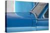 Detail of Vintage Blue American Car Against Painted Blue Wall-Lee Frost-Stretched Canvas