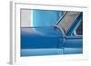 Detail of Vintage Blue American Car Against Painted Blue Wall-Lee Frost-Framed Photographic Print