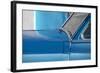 Detail of Vintage Blue American Car Against Painted Blue Wall-Lee Frost-Framed Photographic Print