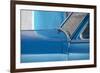 Detail of Vintage Blue American Car Against Painted Blue Wall-Lee Frost-Framed Photographic Print