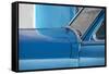 Detail of Vintage Blue American Car Against Painted Blue Wall-Lee Frost-Framed Stretched Canvas