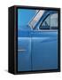 Detail of Vintage Blue American Car Against Painted Blue Wall-Lee Frost-Framed Stretched Canvas