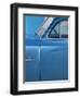 Detail of Vintage Blue American Car Against Painted Blue Wall-Lee Frost-Framed Photographic Print