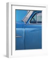 Detail of Vintage Blue American Car Against Painted Blue Wall-Lee Frost-Framed Photographic Print