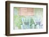 Detail of Wall and Rocking Chair with Faded Paintwork in Green and Blue-Lee Frost-Framed Photographic Print