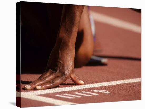 Detail of Womans Hand at the Start Opf 400M Race-null-Stretched Canvas