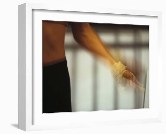 Detail of Women Working Out with Jump Rope in Fitness Studio, New York, New York, USA-Paul Sutton-Framed Photographic Print