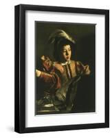 Detail of Young Boy from the Calling of Saint Matthew, 1599-1600-Caravaggio-Framed Giclee Print