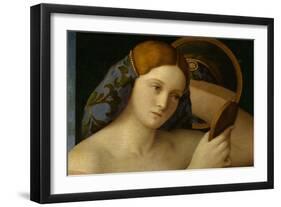 Detail of Young Woman with a Mirror-Giovanni Bellini-Framed Giclee Print