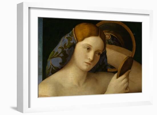 Detail of Young Woman with a Mirror-Giovanni Bellini-Framed Giclee Print