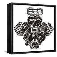 Detailed Cartoon Turbo Engine. Available Eps-8 Format Separated by Groups and Layers for Easy Edit-Mechanik-Framed Stretched Canvas