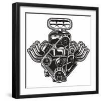 Detailed Cartoon Turbo Engine. Available Eps-8 Format Separated by Groups and Layers for Easy Edit-Mechanik-Framed Art Print