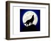 Detailed Illustration of a Howling Wolf in Front of the Moon, Eps 10 Vector-unkreatives-Framed Art Print