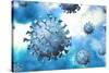 Detailed structure of the coronavirus on a blue background.-Leonello Calvetti-Stretched Canvas