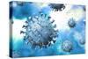 Detailed structure of the coronavirus on a blue background.-Leonello Calvetti-Stretched Canvas