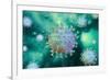 Detailed structure of the coronavirus on a colored background.-Leonello Calvetti-Framed Art Print