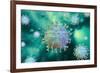 Detailed structure of the coronavirus on a colored background.-Leonello Calvetti-Framed Art Print