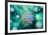 Detailed structure of the coronavirus on a colored background.-Leonello Calvetti-Framed Art Print