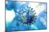 Detailed structure of the coronavirus with Earth map on it.-Leonello Calvetti-Mounted Art Print