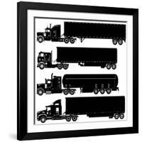 Detailed Trucks Silhouettes Set-Mechanik-Framed Art Print