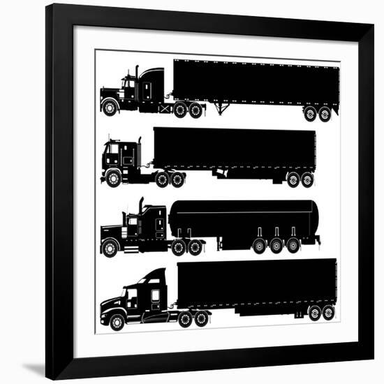 Detailed Trucks Silhouettes Set-Mechanik-Framed Art Print