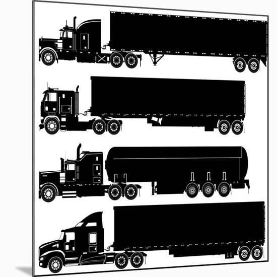 Detailed Trucks Silhouettes Set-Mechanik-Mounted Art Print