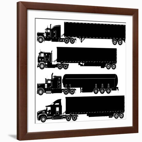 Detailed Trucks Silhouettes Set-Mechanik-Framed Art Print