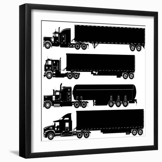 Detailed Trucks Silhouettes Set-Mechanik-Framed Art Print