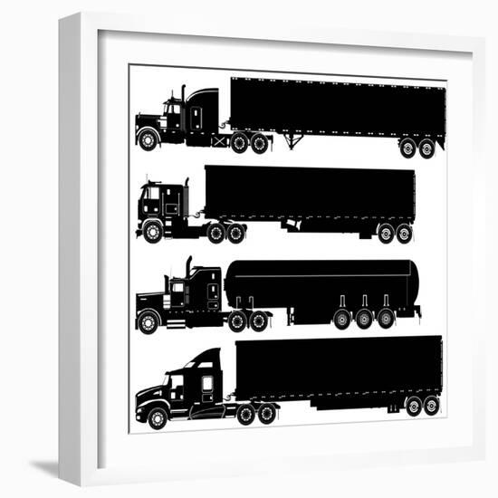 Detailed Trucks Silhouettes Set-Mechanik-Framed Art Print