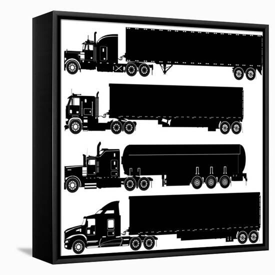 Detailed Trucks Silhouettes Set-Mechanik-Framed Stretched Canvas