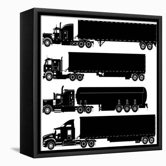 Detailed Trucks Silhouettes Set-Mechanik-Framed Stretched Canvas