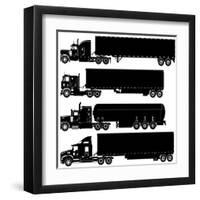 Detailed Trucks Silhouettes Set-Mechanik-Framed Art Print