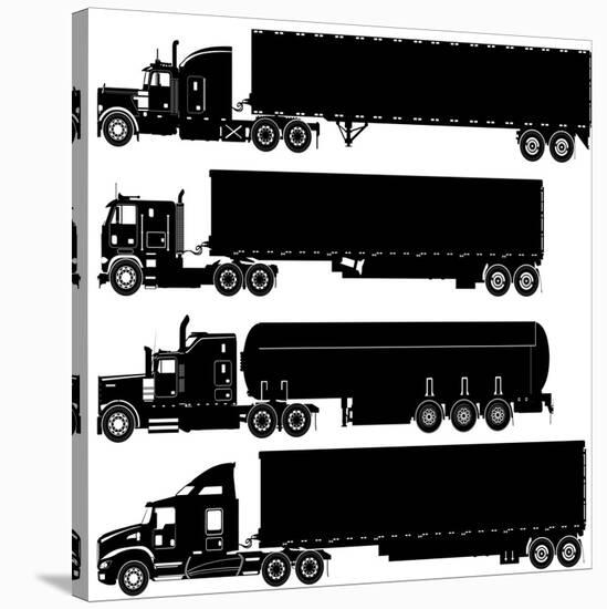 Detailed Trucks Silhouettes Set-Mechanik-Stretched Canvas