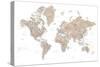 Detailed world map with cities, Abey-Rosana Laiz Garcia-Stretched Canvas