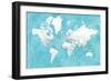 Detailed world map with cities Idrak-Rosana Laiz Garcia-Framed Giclee Print