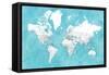 Detailed world map with cities Idrak-Rosana Laiz Garcia-Framed Stretched Canvas