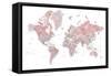 Detailed world map with cities, Piper-Rosana Laiz Garcia-Framed Stretched Canvas