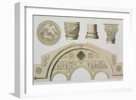 Details of a Sculptured Arch and Columns from St. Sophia's, Trebizond, Published by Day & Son-Charles Felix Marie Texier-Framed Giclee Print